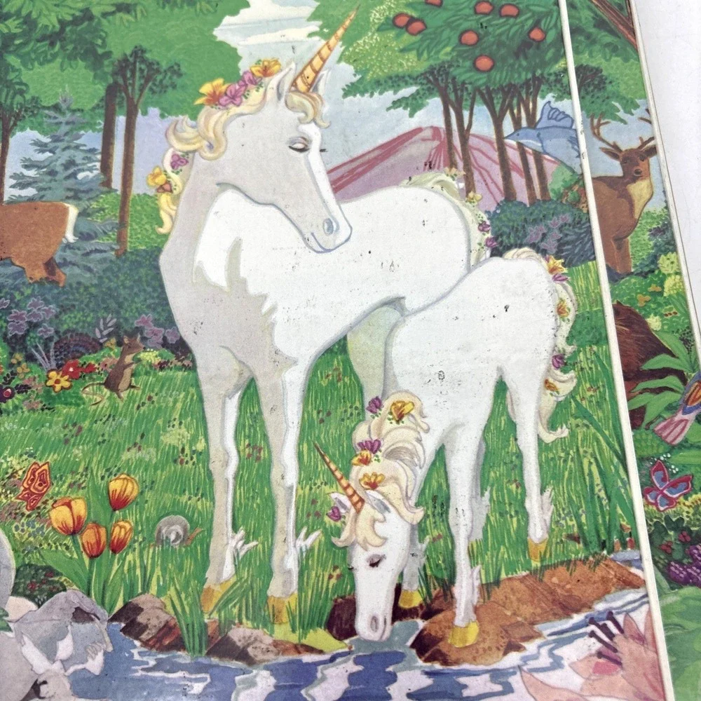 Vintage Mead 3 Ring Binder Organizer Pre Trapper Keeper Unicorns Forest Woodland
